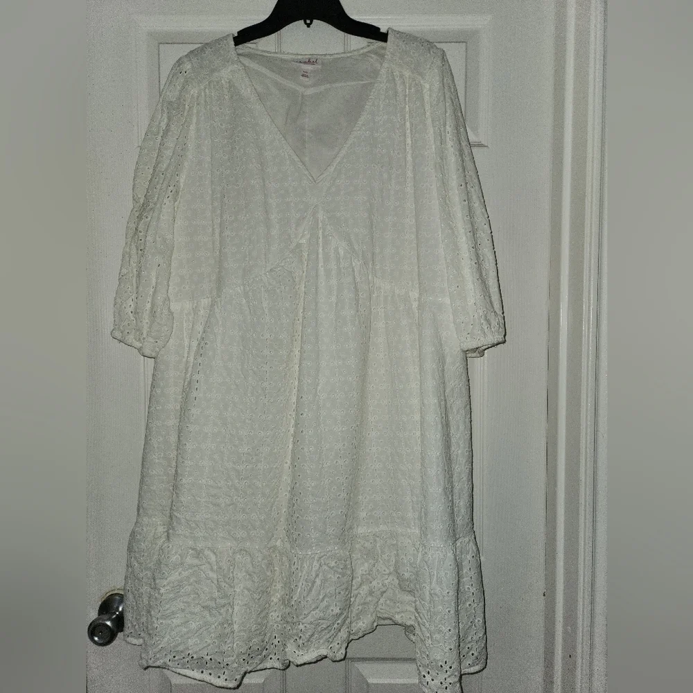 White V-Neck Dress Maternity - Picture 3 of 3